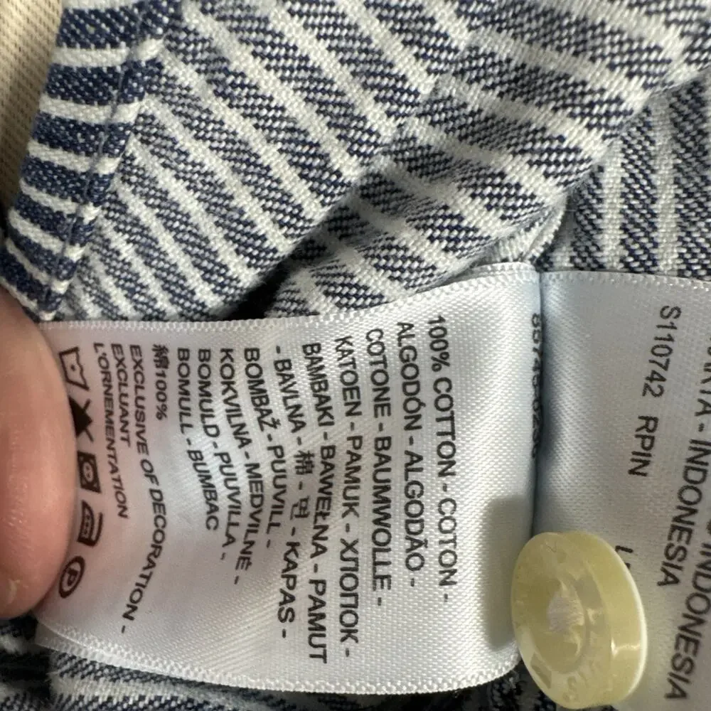 Levi’s Mens M Western Shirt Hickory Stripe Pearl Snap Denim Workwear Cowboy